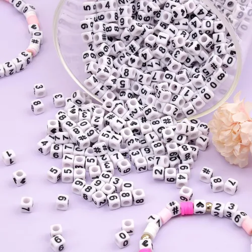 Miniatura 6 de Gresorth 800 cuentas acrílicas de cubo blanco para manualidades, pulseras, collares, llaveros de 0.236 x 0.236 pulgadas