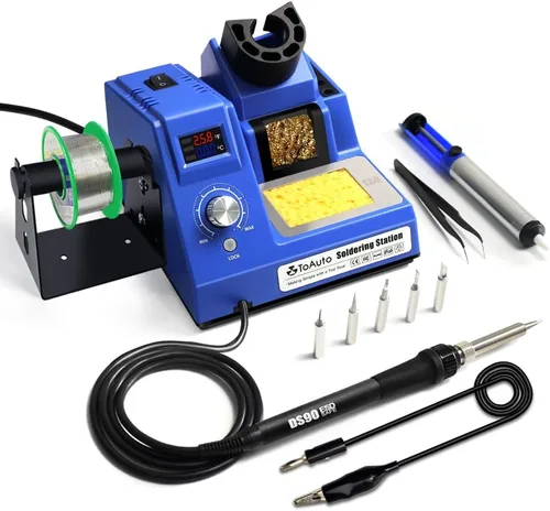 Miniatura 8 de TOAUTO DS90 - Kit de estación de soldadura con pantalla digital dual °F y °C, soldador de 90 W, temperatura de 302 ℉ a 842 ℉, diseño antiestático