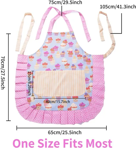 Miniatura 6 de Lindos Delantales de Patrón Floral Retro con Bolsillos Grandes para Mujeres Niñas Cocina Panadería Regalo para Madre Lindo paste
