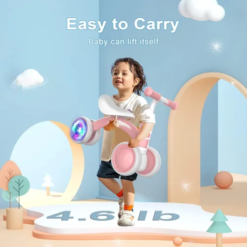 Miniatura 6 de Gamfeiny Colorful Lighting Baby Balance Bike Toys for 1 Year Old Boy Girl Gifts, 10-36 Month Toddler Balance Bike, No Pedal 4 Silence Wheels & Soft