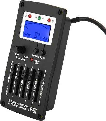 Miniatura 9 de Tbest Preamplificador de guitarra, ecualizador de preamplificador de guitarra, sintonizador digital F 5T 5 bandas, pastilla de sintonizador digital