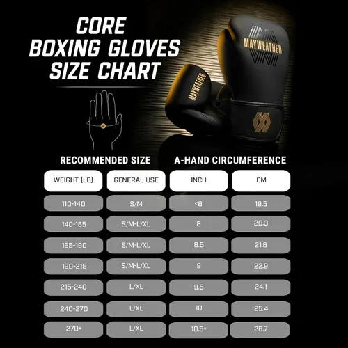 Miniatura 8 de Mayweather Core - Guantes de boxeo para hombres y mujeres, guantes de entrenamiento ligeros y duraderos para boxeo, sparring y trabajo con saco