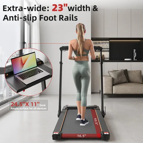 Miniatura 7 de Treadmill with Incline, 3 in 1 Under Desk Treadmill Walking Pad with Removable Desk Workstation 3.5HP Foldable Compact Walking Treadmills for Home