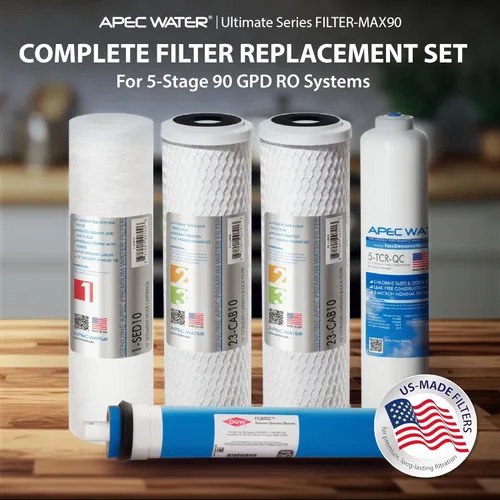 Miniatura 2 de APEC FILTER-MAX90 Hecho en EE. UU. 90 GPD Juego completo de filtros de repuesto para sistema de filtro de agua de ósmosis inversa serie ULTIMATE