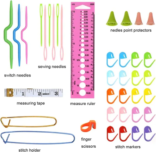 Miniatura 4 de KOKNIT Kit profesional de ganchillo, 9 ganchos de ganchillo ergonómicos de agarre suave, 14 ganchos de ganchillo de aluminio completo con funda