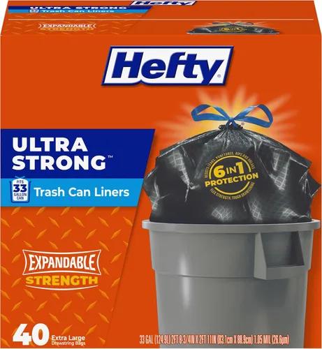 Miniatura 8 de Bolsas de basura extra grandes Hefty Strong, negras, 33 galones, 48