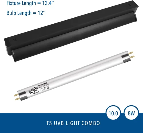 Miniatura 2 de T5 - Kit de lámpara de reptil UVB – Bombilla UVB 10.0 de alto rendimiento de 8 W para dragones barbudos, tortugas y lagartos – Iluminación UVA/UVB
