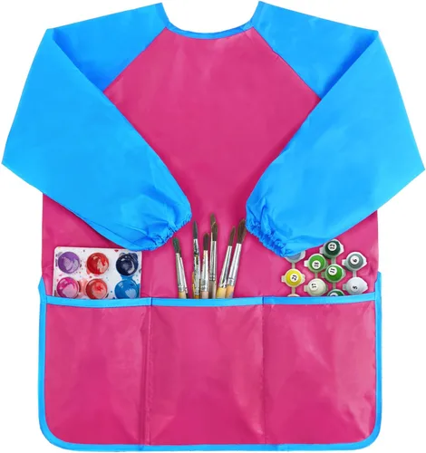Miniatura 11 de Kopokita - Delantal impermeable para niños artistas, de manga larga, con 3 bolsillos, para niños pequeños y artistas