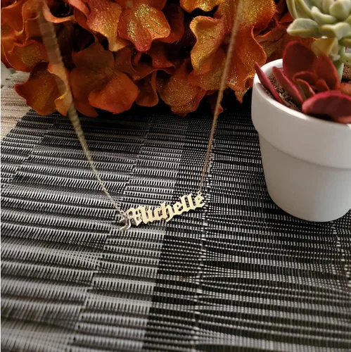 Miniatura 2 de Fuente antigua en inglés de oro macizo de 14 quilates, collar personalizado con nombre personalizado, hecho a medida, cualquier nombre, regalo