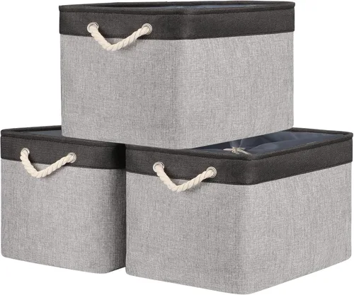 Miniatura 24 de TheWarmHome Contenedores de almacenamiento para estantes, tamaño mediano, 3 unidades, 13.8 pulgadas de largo x 9.8 pulgadas de ancho x 6.7 pulgadas