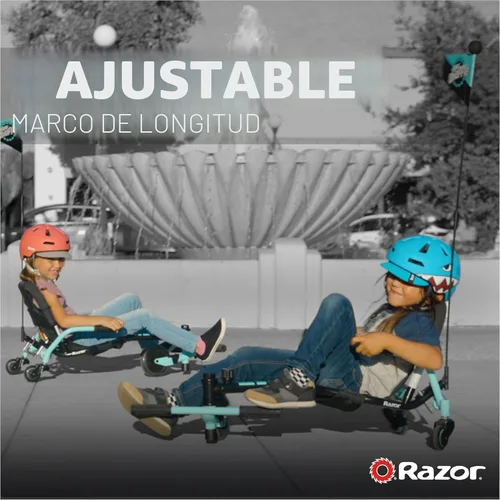Miniatura 4 de Crazy Cart Shuffle de Razor – Kart de deriva con propulsión infantil para edades de 4 años en adelante, tecnología Crazy Cart Drift Bar, marco