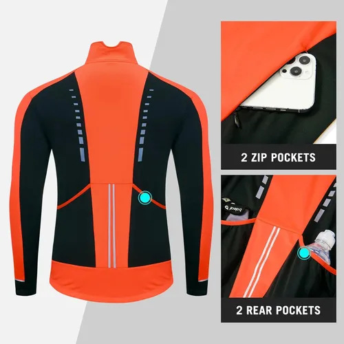 Miniatura 2 de BALEAF Chaqueta de invierno para hombre, para ciclismo, correr, resistente al viento, para ciclismo, ciclismo, clima frío, bolsillos cálidos
