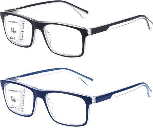 Miniatura 7 de Missfive Paquete de 2 lentes de lectura solar bifocales ligeros para hombre, bloqueo de luz azul, cercano/lejano, doble uso, bisagra de resorte