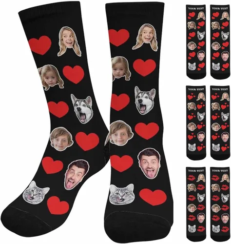 Miniatura 158 de Artsadd Calcetines personalizados para mujeres y hombres, amantes de los perros y gatos, regalos divertidos unisex personalizados