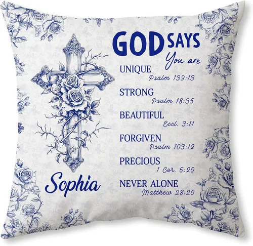Miniatura 16 de Hyturtle Almohada cristiana personalizada con relleno, regalos religiosos de la Biblia para mujeres, almohada de versículo de la Biblia, regalos