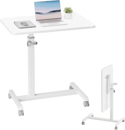 Miniatura 11 de GTPLAYER Escritorio de pie pequeño, mesa plegable de 24 pulgadas para computadora portátil con ruedas bloqueables, altura ajustable, mesa de noche