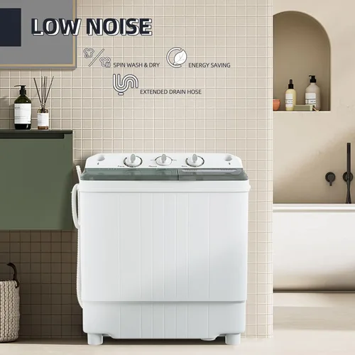 Miniatura 6 de Elevon Lavadora Portátil de Doble Tina de 9.9 Libras de Capacidad, (7.7 Libras) y Centrifugadora (2.2 Libras) Combo Mini Lavadora Compacta