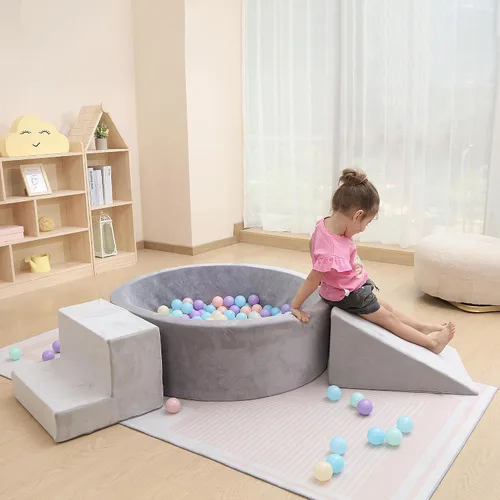 Miniatura 4 de EOSAU Pozo de pelotas para bebés de 35.4 pulgadas para niños pequeños con bloques de escalada de espuma, juguetes de escalada para niños pequeños