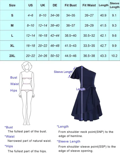 Miniatura 5 de GRACE KARIN Vestido de verano para mujer, elegante vestido de cóctel de un hombro, con volantes, manga corta, acampanado, vestido de fiesta