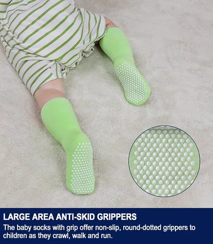 Miniatura 3 de SDBING Calcetines Antideslizantes para Bebés Niños y Niñas Infantes y Niños Pequeños Calcetines de Tobillo y Tripulación de Algodón Grueso y Cálido