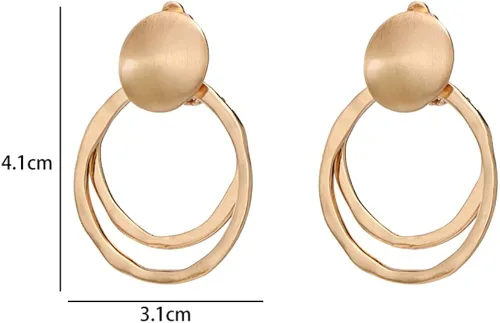 Miniatura 6 de Aretes grandes de plata de oro mate con clip para mujer