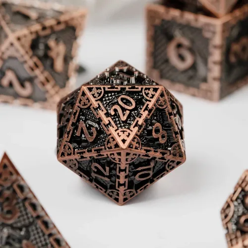 Miniatura 6 de UDIXI Juego de dados de metal de 7 troqueles, juego de dados poliédricos DND para juegos de rol y otros juegos de mesa (cobre antiguo)