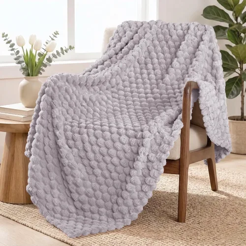 Miniatura 14 de Exclusivo Mezcla - Manta de vellón extragrande, 50 x 70 pulgadas, elegante, tela jacquard suave, mullida, acogedora y ligera, para invierno