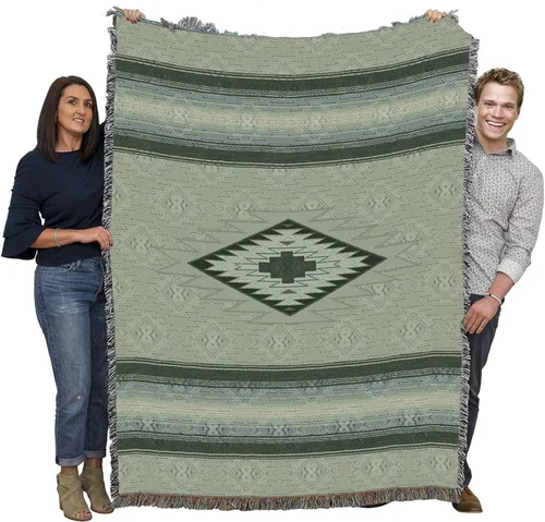 Miniatura 14 de Pure Country Weavers Manta Baja – Inspirada en los nativos americanos del suroeste – Manta de regalo tejida de algodón – Fabricada en los Estados
