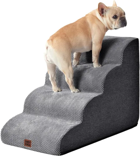 Miniatura 30 de EHEYCIGA Rampa de escaleras curvadas para perros pequeños de 15.7 pulgadas de alto, escalones para perros de 3 escalones para sofá y silla