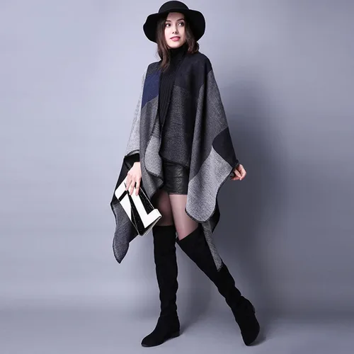 Miniatura 140 de Poncho chal para mujer, suéteres suaves y cálidos para mujer, parte delantera abierta, poncho de viaje para otoño, invierno y primavera