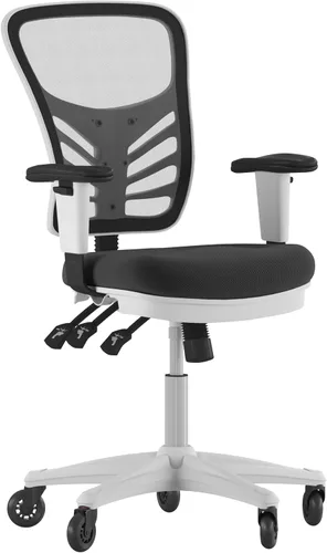 Miniatura 16 de Flash Furniture Nicholas Silla de oficina ergonómica giratoria ejecutiva multifunción de malla negra con brazos ajustables y ruedas de rodillo