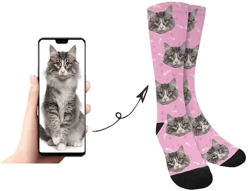 Miniatura 6 de Calcetines personalizados para convertir tu foto en I Love My Papa Calcetines personalizados unisex para regalo único, color3