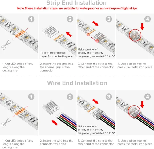 Miniatura 5 de SEZO 3528 5630 5730 5050 Kit de conectores de tira de luz LED UV, 12 piezas de 2PIN 0.394 pulgadas transparente sin cables sin cables de tira de luz