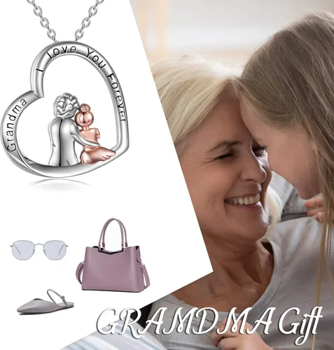 Miniatura 6 de POPLYKE Collar de plata de ley con diseño de corazón para abuela, hermana, madre, día de San Valentín