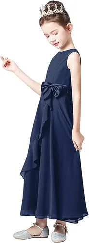 Miniatura 5 de Vestido largo de dama de honor para niña, vestido formal de gasa sin mangas para niñas de flores