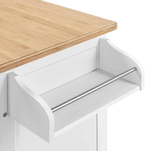 Miniatura 7 de Topeakmart Carrito de isla de cocina con armario de almacenamiento y 1 cajón, carrito de cocina rodante con toallero y estante para especias
