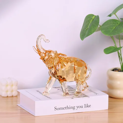 Miniatura 7 de Figuras de elefante acrílico transparente con acabado de cristal, estatuas africanas de alta gama para decoración del hogar, elefante con tronco