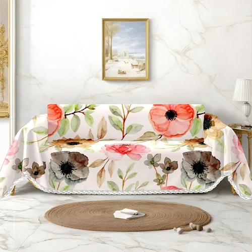 Miniatura 8 de Funda de sofá con estampado de flores y mariposas, fundas para sofá, fundas para sillón, funda resistente a las manchas, protector universal