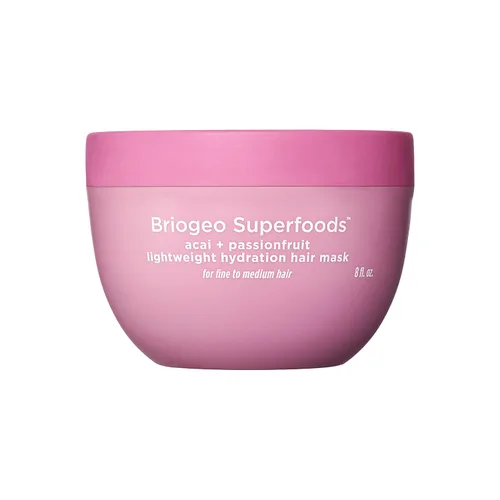 Briogeo Superfoods Acai + Passionfruit - Mascarilla ligera de hidratación para cabello fino, acondicionador profundo para cabello fino, aumenta el