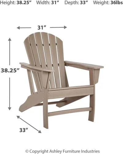 Miniatura 3 de Diseño de autor por Ashley - Silla para patio exterior Sundown Treasure Adirondack de HDPE, color marrón claro