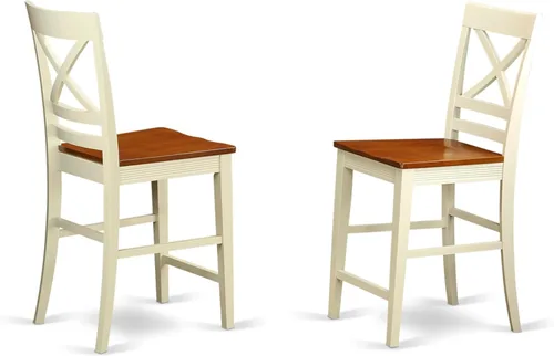 East West Furniture QUS-WHI-W Quincy Taburete de bar altura de mostrador, sillas de comedor de altura de pub, juego de 2, suero de leche y cereza
