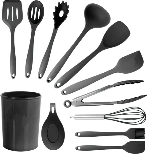 Megachef Tool - Juego de utensilios de cocina, 12 piezas, color negro
