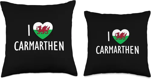 Miniatura 3 de I Love Carmarthen Wales Flag Heart Dragon Welsh Throw Pillow