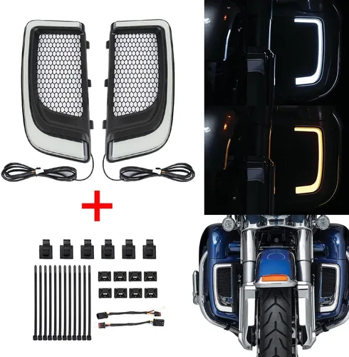 Miniatura 4 de Luces de ventilación Road Glide, intermitentes, circulación diurna, luces laterales para motocicletas 2015-2020 (negro)