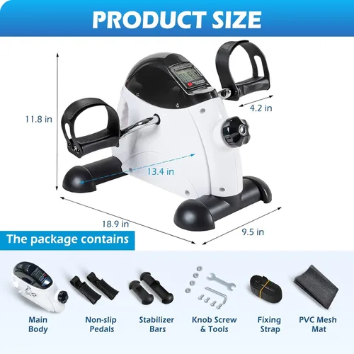 Miniatura 7 de TABEKE Ejercitador de pedales de bicicleta para debajo del escritorio, mini bicicleta estática para ejercicio de brazos/piernas, ejercitador