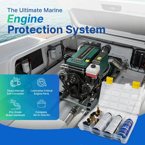Miniatura 2 de Kit de descarga de motor marino, restaurador de metal interno y bloqueador de corrosión de agua salada, incluye jabón de barco, accesorio