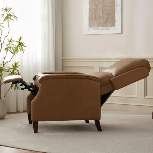 Miniatura 7 de VKNOW Silla reclinable, sillón reclinable de piel sintética con reposabrazos, asiento de cine en casa con respaldo ajustable y soporte lumbar, sofá