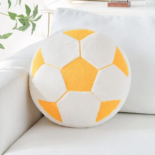 Miniatura 14 de Almohada de béisbol, almohada con forma de béisbol de 12 pulgadas, cojín de asiento con piel sintética de conejo, almohada redonda para decoración