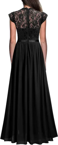 Miniatura 2 de Miusol - Maxi vestido floral con encaje para fiesta de noche y uso formal para mujer