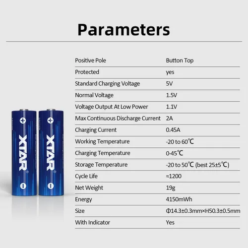 Miniatura 3 de XTAR AA AAA Baterías 4pcs 1.5V Batería 4150mWh AA con 4pcs 1620mWh AAA Combo LC8 Cargador de batería (LC8+4 * 4150mWh AA+4 * 1620mWh AAA)